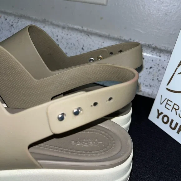 Crocs Women’s Platform Sandal in Dark Beige - Picture 9 of 11